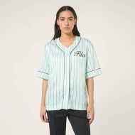 Fila FIESOLE boxy pinstriped satin baseball shirt Bild 1