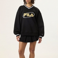 Fila HAILEY BIEBER V-NECK PULLOVER BLACK / POPCORN schwarz