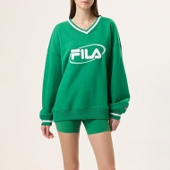Fila HAILEY BIEBER V-NECK PULLOVER FILA GREEN / WHITE grün