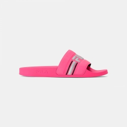 neon pink gucci slides