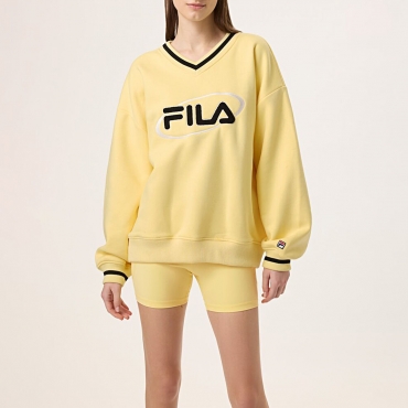 Fila HAILEY V-NECK PULLOVER POPCORN / WHITE 