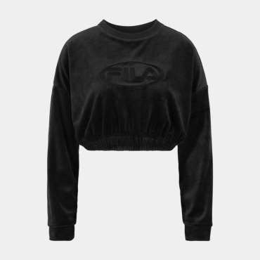Fila LEVALA cropped velvet crew shirt Black 