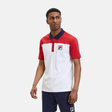 Fila LIANSHAN blocked polo shirt bright white-true red 