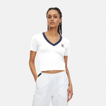 Fila LUDHIANA V-neck tee bright white 