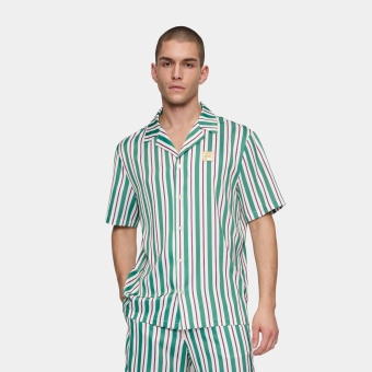 【COOR】 Oversized striped polo shirt / 追跡付 OVERSIZED STRIPED POLO SHIRT - TURQUOISE / STRIPED
