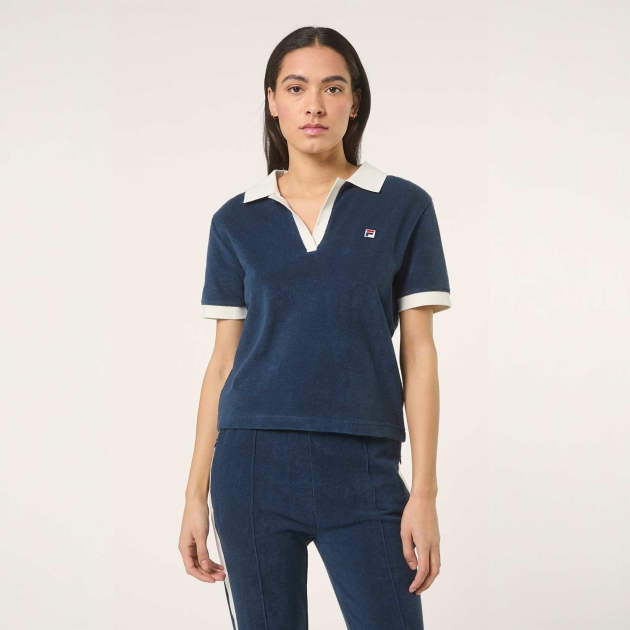 Fila BELFORT relaxed johnny collar towelling top 