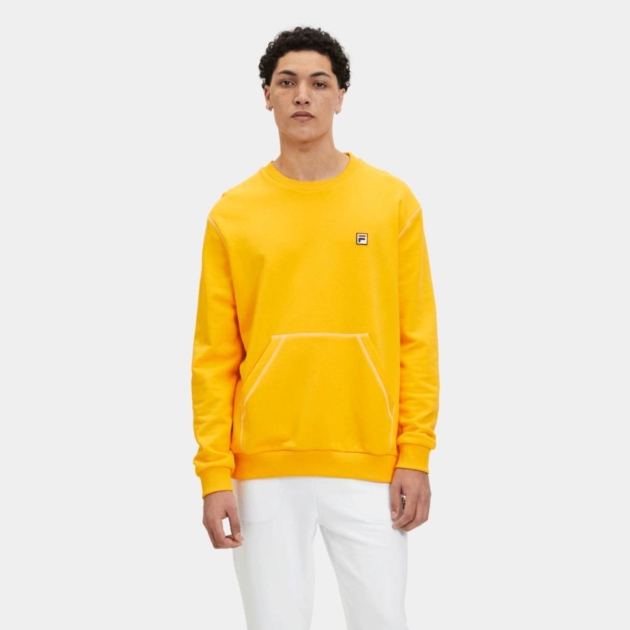 Fila Crewneck sweatshirt with kangaroo pocket and contrast stitch yellow 