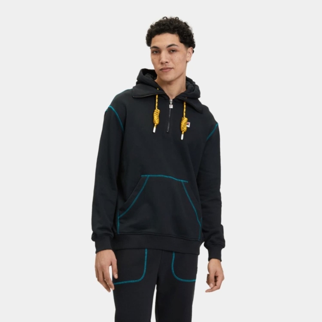 Fila Half zip hoodie with high neck detail black 