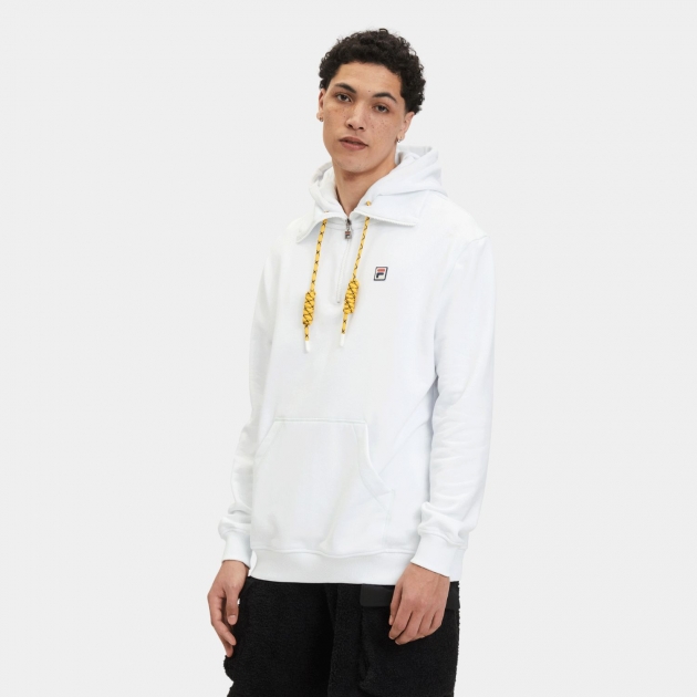 Fila Half zip hoodie with high neck detail white 