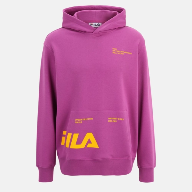 Fila Hoodie with kangaroo pocket, transfer and embroidery detail purple 