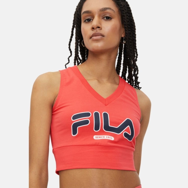 Fila LAIXI cropped V-neck top cayenne 