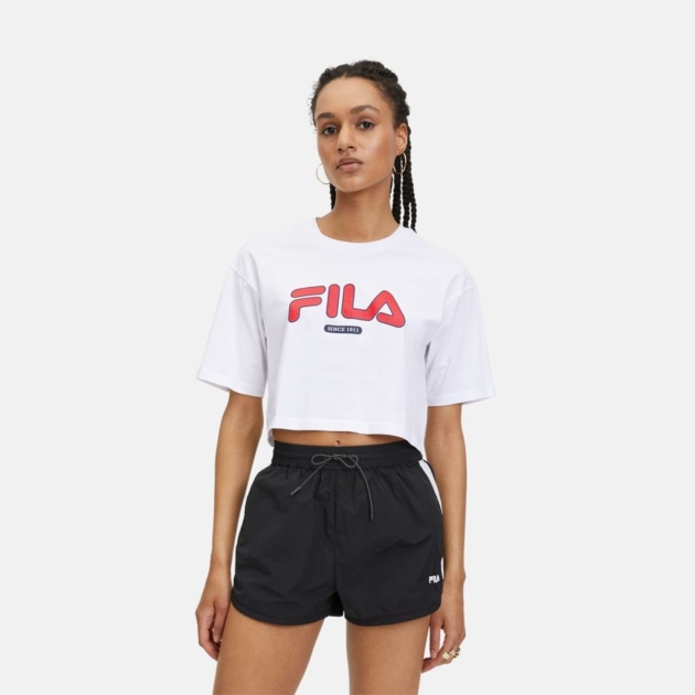 Fila LUCENA cropped graphic tee bright white 