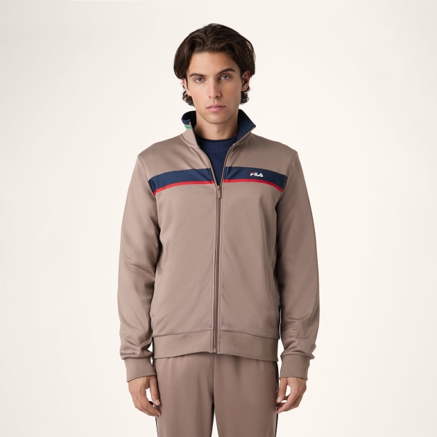Fila SAGANO REGULAR TAPED TRACK JACKET taupe gray 