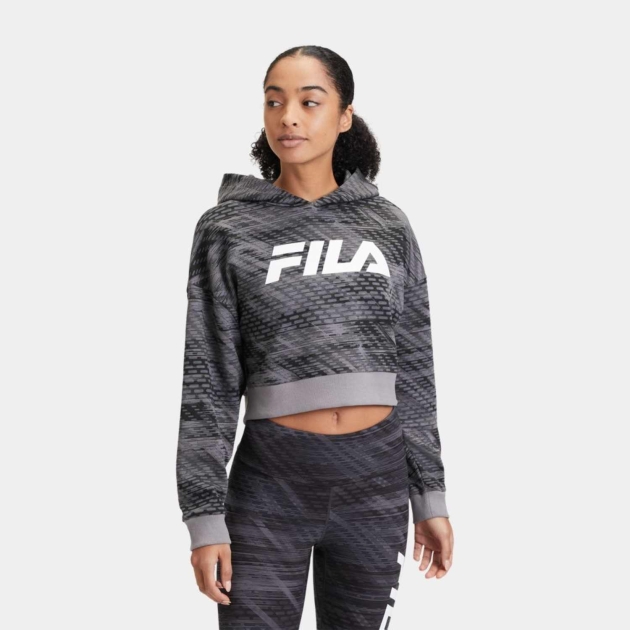 Fila TERRALBA AOP cropped hoody Grey Urban Jungle 