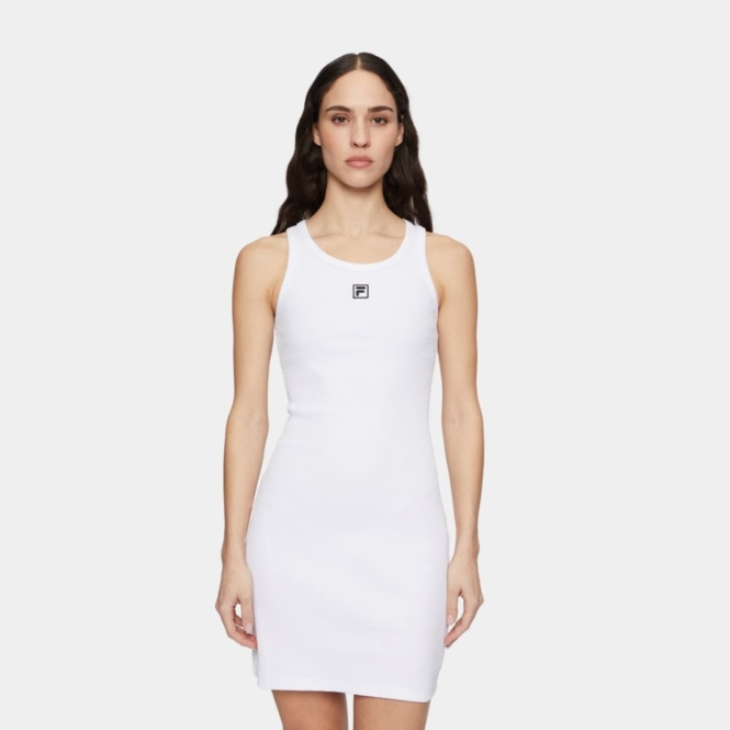 Fila LAHORE ribbed polo dress antique white - beige | FILA Official