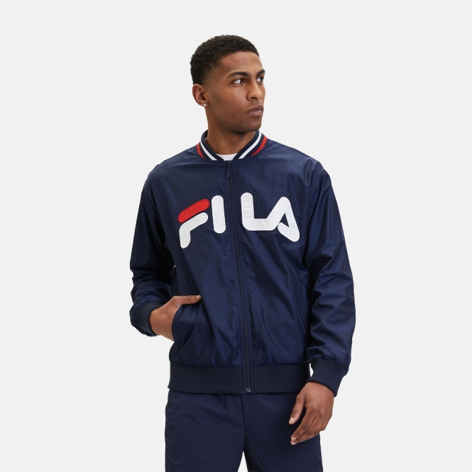 Fila LOGRONO logo bomber jacket blue - blue | FILA Official