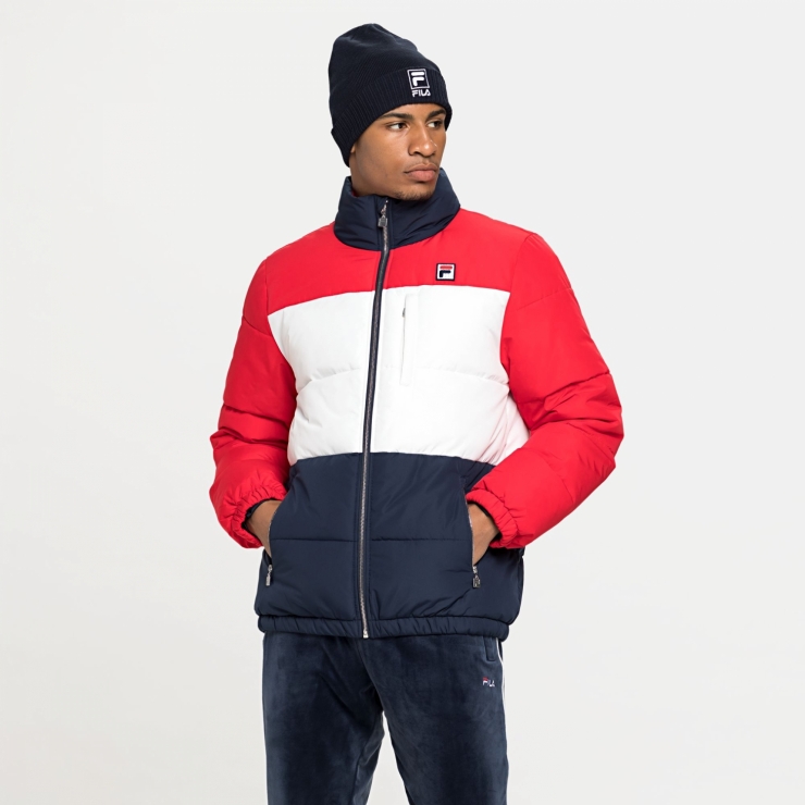 red and blue fila jacket