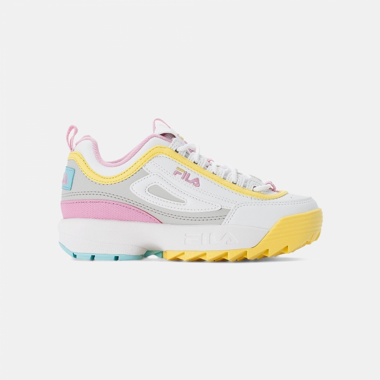 fila disruptor multicolor and white