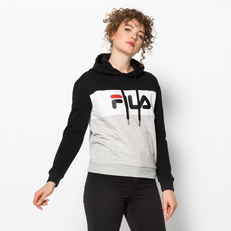 Fila Lori Hoodie Sweat black-white-grey - black grey | FILA Official