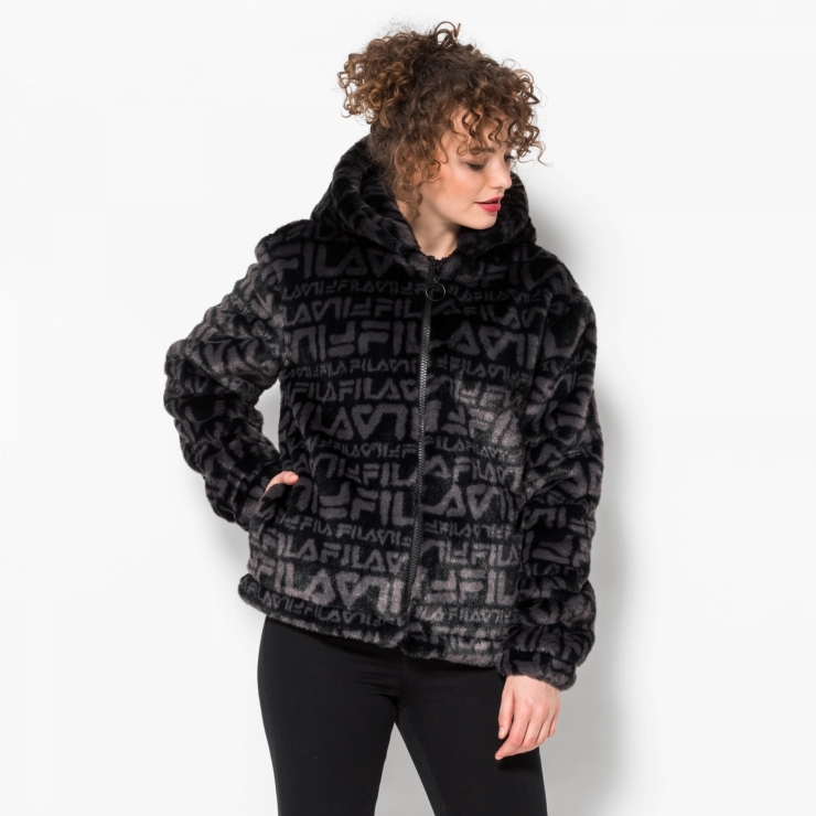 hetzelfde Egyptische pint Fila Margot Hooded Fur Jacket - black | FILA Official