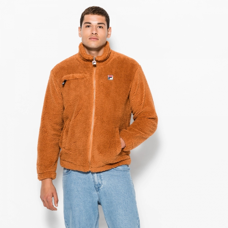 Fila Teddy High Funnel Neck Sherpa Zip Thru - brown | Official