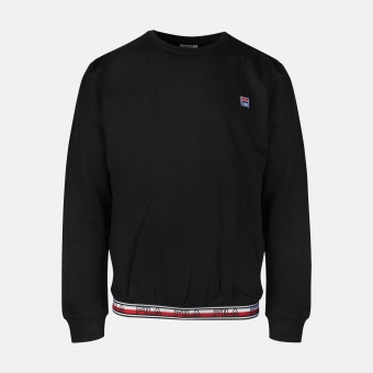 Fila cia black and ecru fleece crew neck sweatshirt outlet