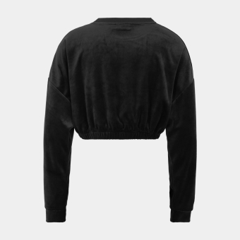 【送料&関税込】ChloAC Velvet-logo Crewneck T-shirt Fila LEVALA cropped velvet crew shirt Black - black | FILA