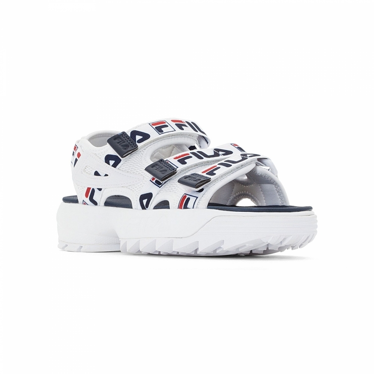 white fila disruptor sandals