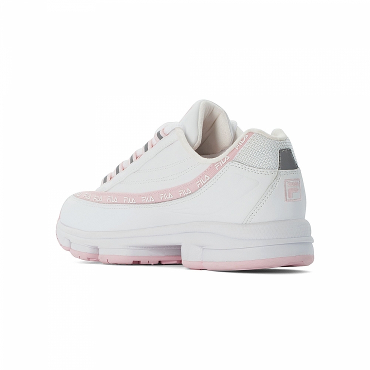 white and pink filas