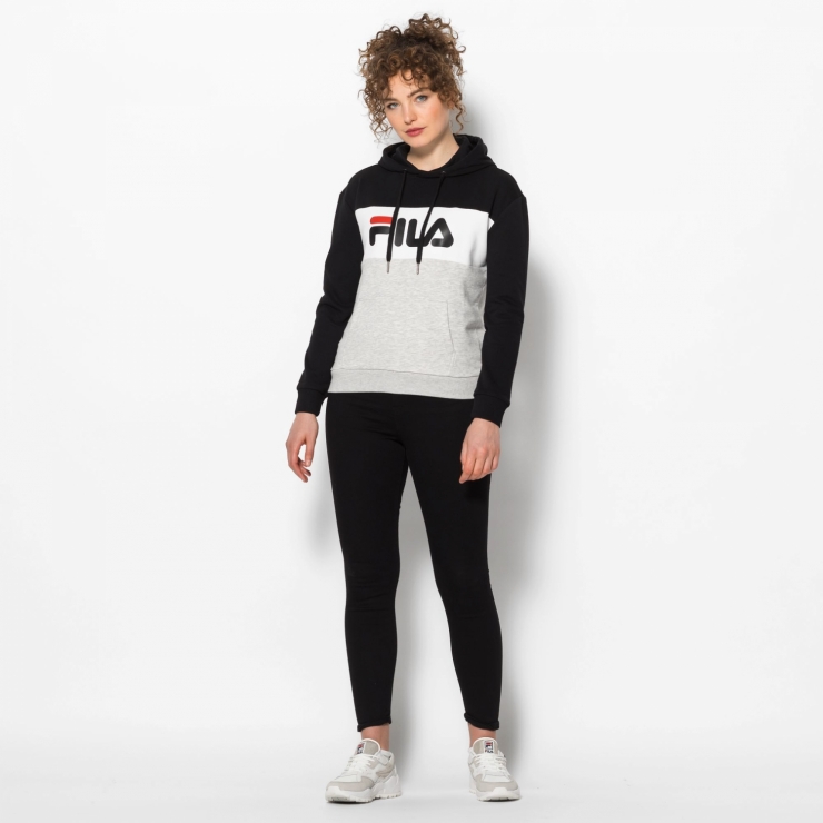 black and white fila hoodie