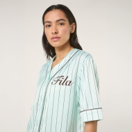 Fila FIESOLE boxy pinstriped satin baseball shirt Bild 4