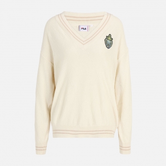 Fila Telling Knitted V Neck Sweater antique white FILA