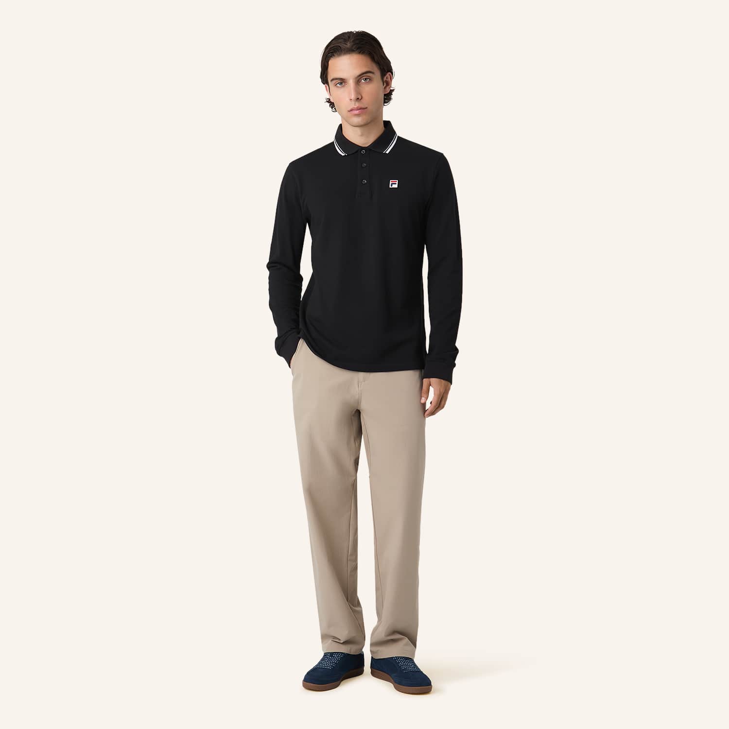 Fila BIELLA regular tipped long sleeve polo shirt Bild 1