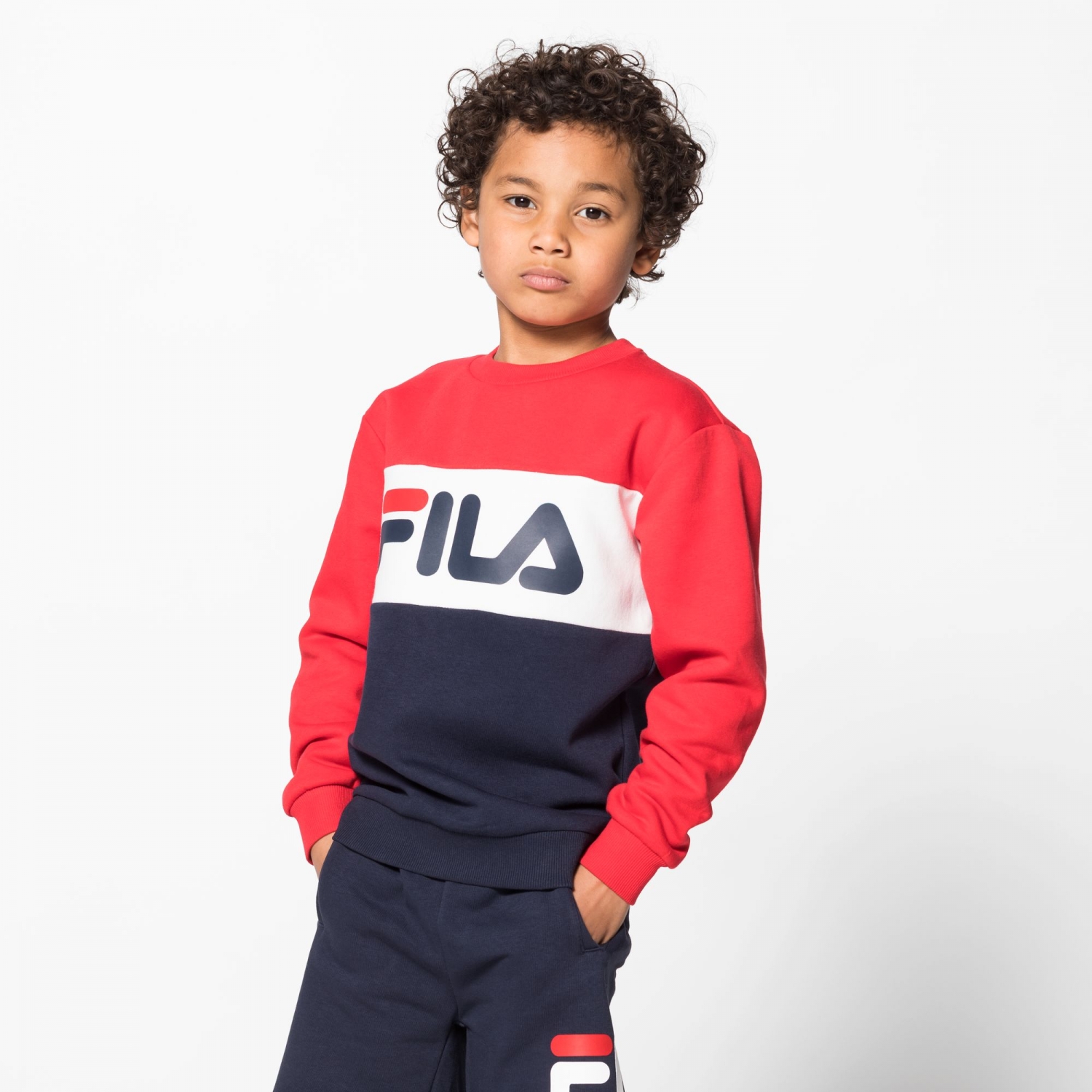 Fila Kids Night Blocked Crew Black Iris Red Navy B Fila Official