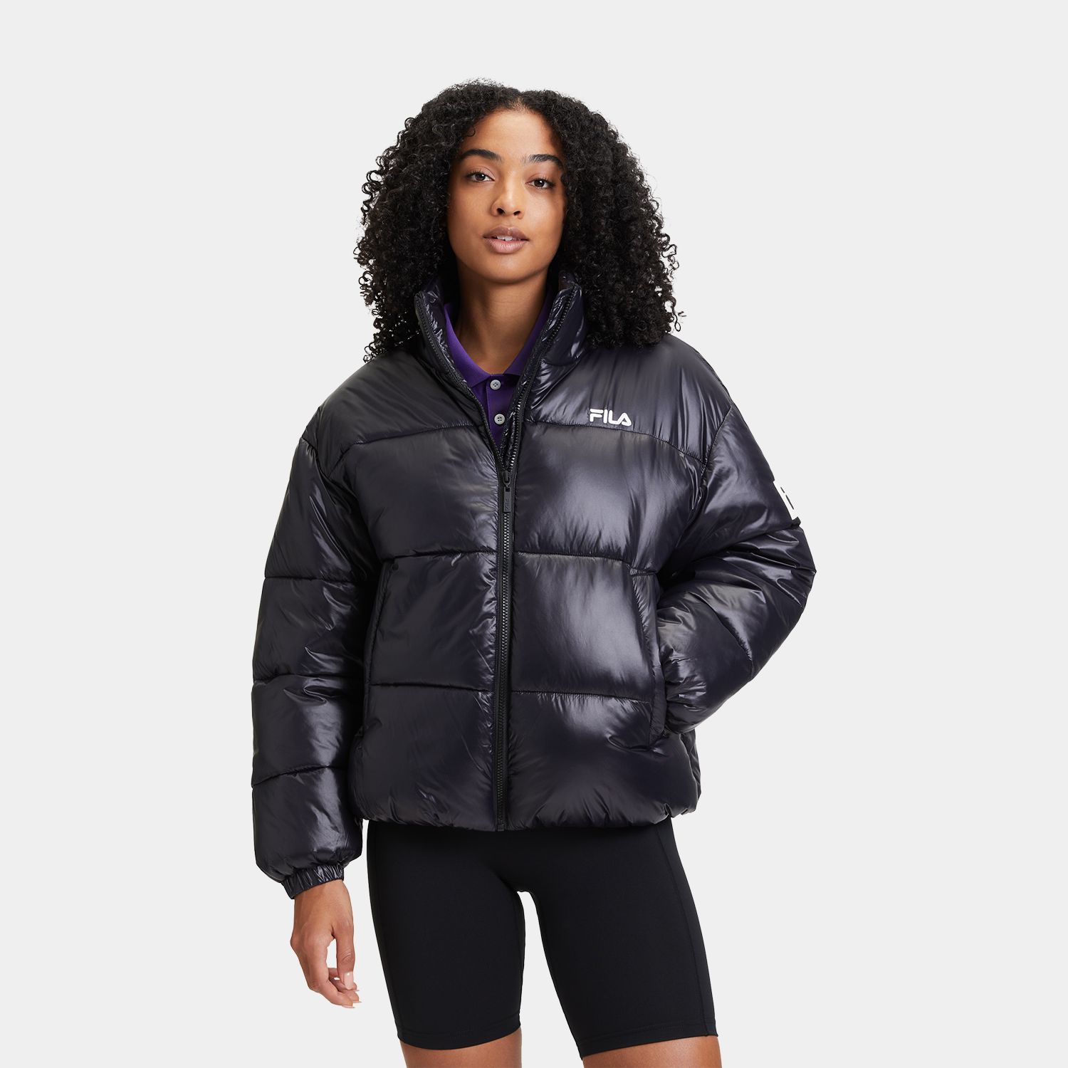 Black shine puffer store