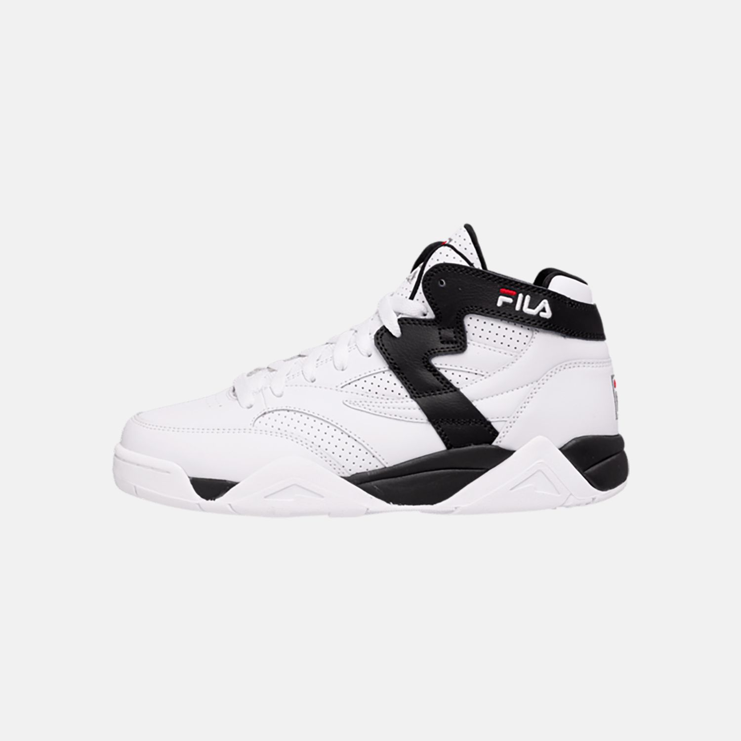 Fila black 2025 and white shoes