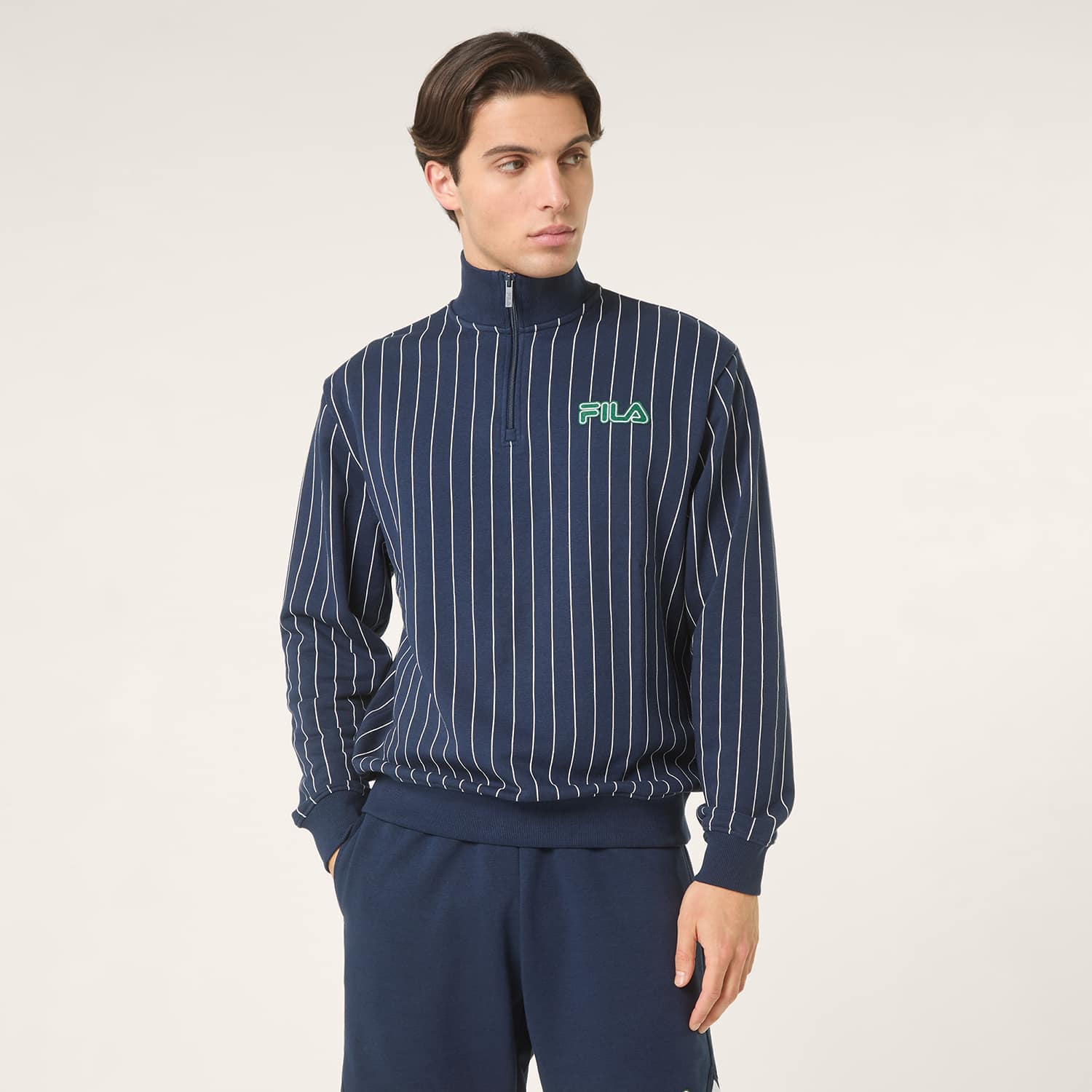 Fila STATUTO loose pinstriped half zip sweatshirt Bild 1
