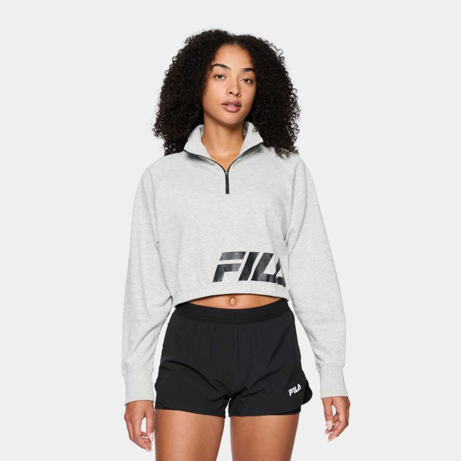 Fila TORREGLIA cropped half zip shirt grey Bild 1