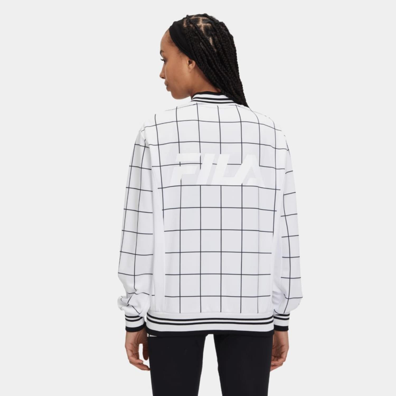 Fila Check allover print settanta jacket white/black Bild 2