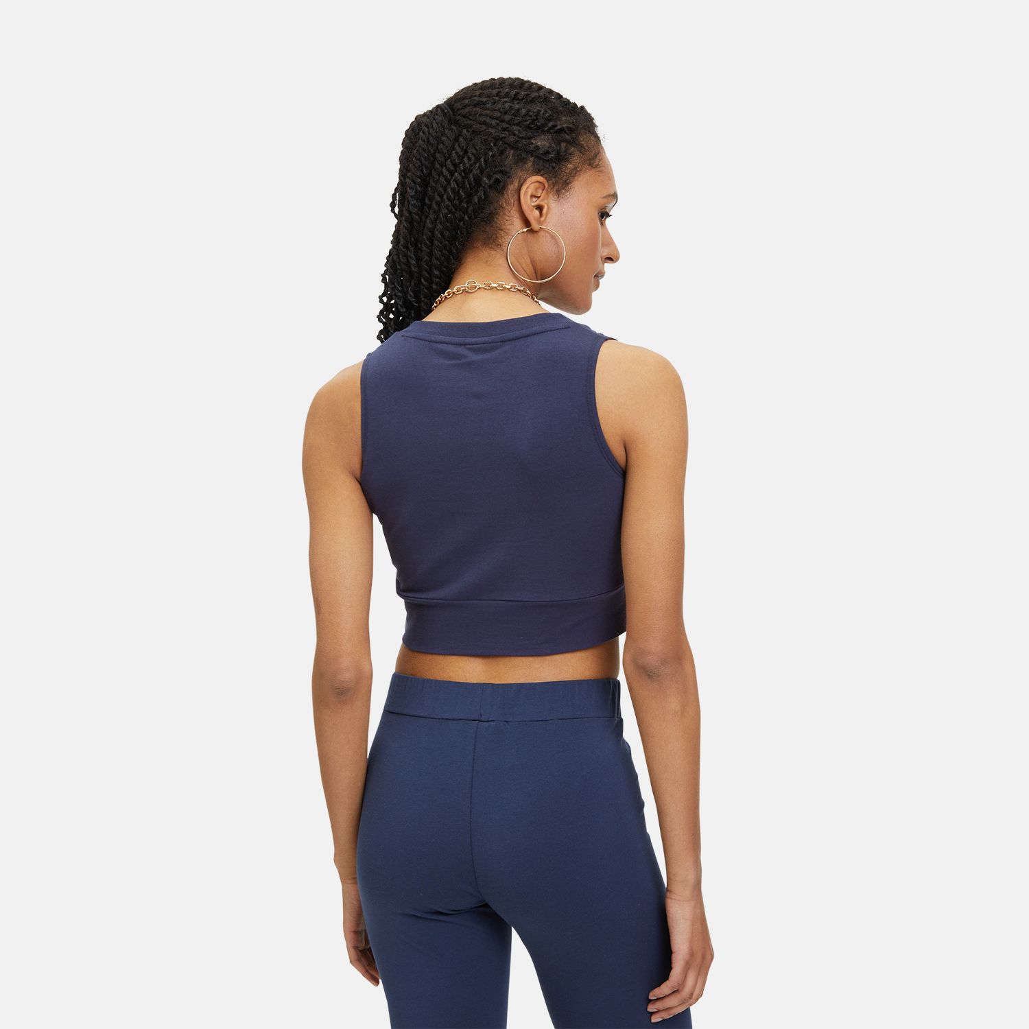 Fila LAIXI cropped V neck top black iris black iris FILA Official
