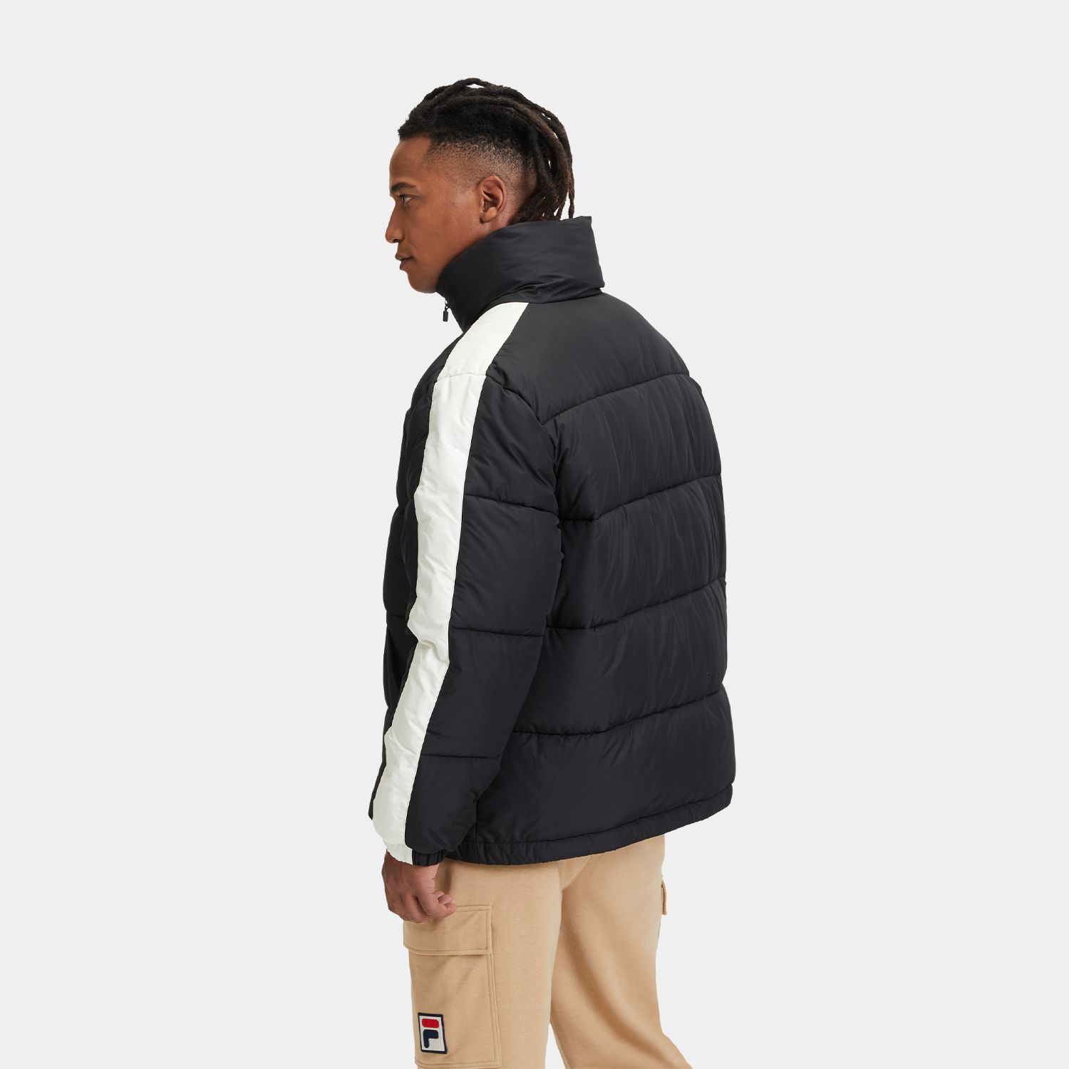 Black and white puffer jacket mens clearance