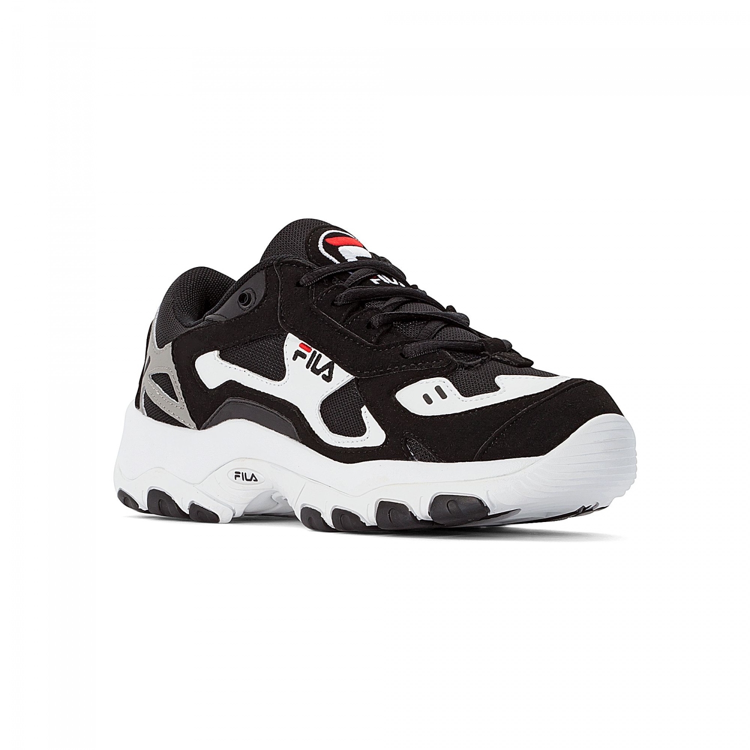 fila shoes black white red