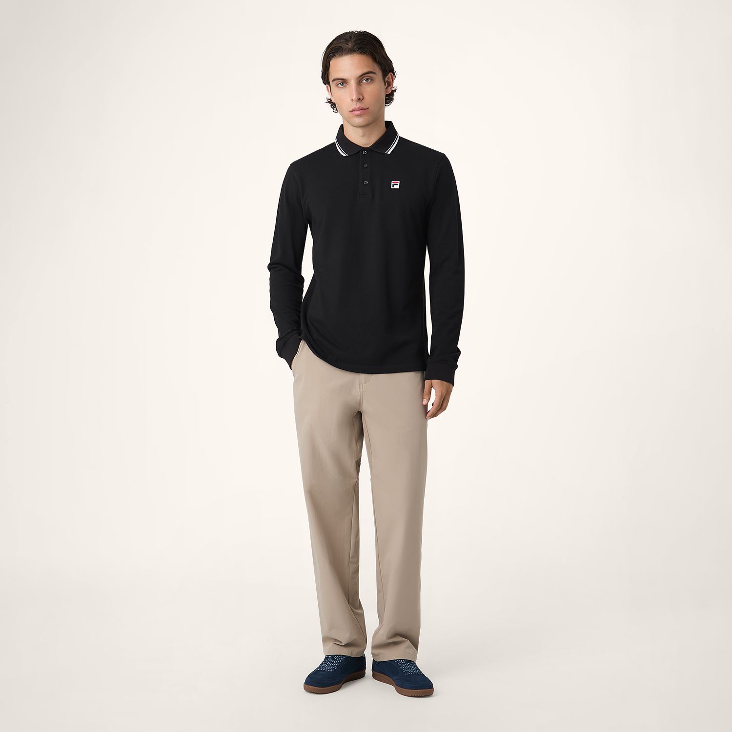 Fila BIELLA regular tipped long sleeve polo shirt Bild 3