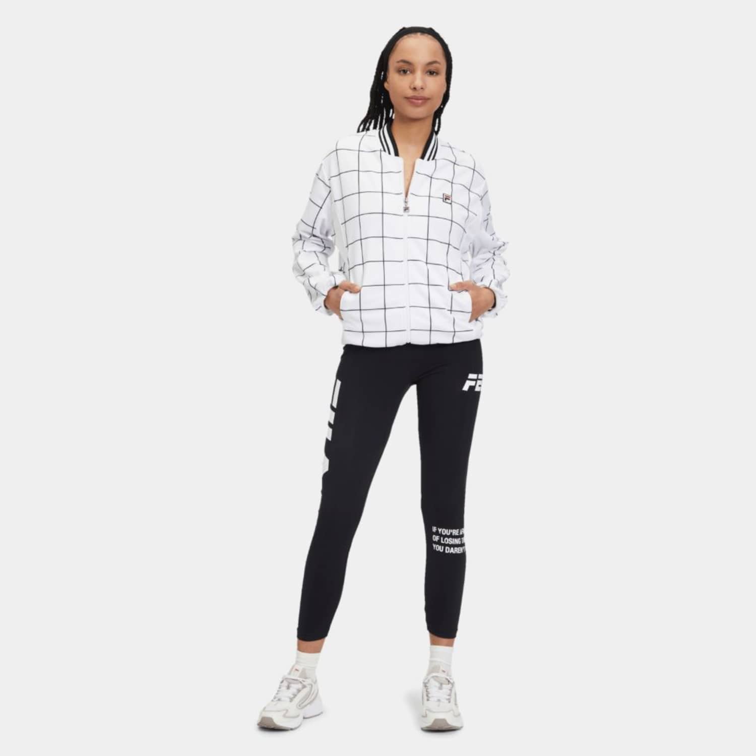 Fila Check allover print settanta jacket white/black Bild 3