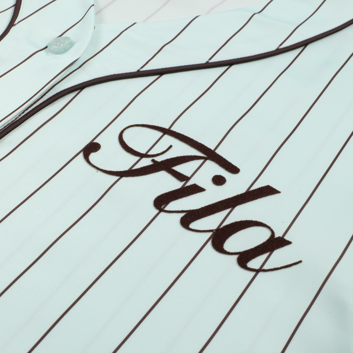 Fila FIESOLE boxy pinstriped satin baseball shirt Bild 3