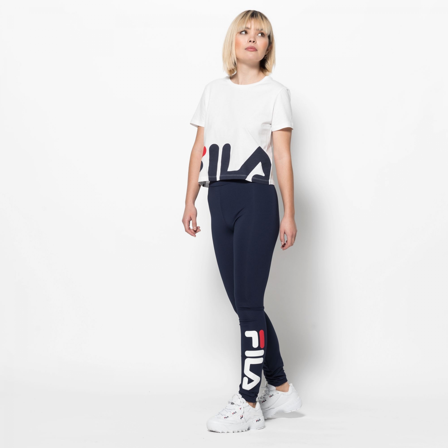 white fila leggings