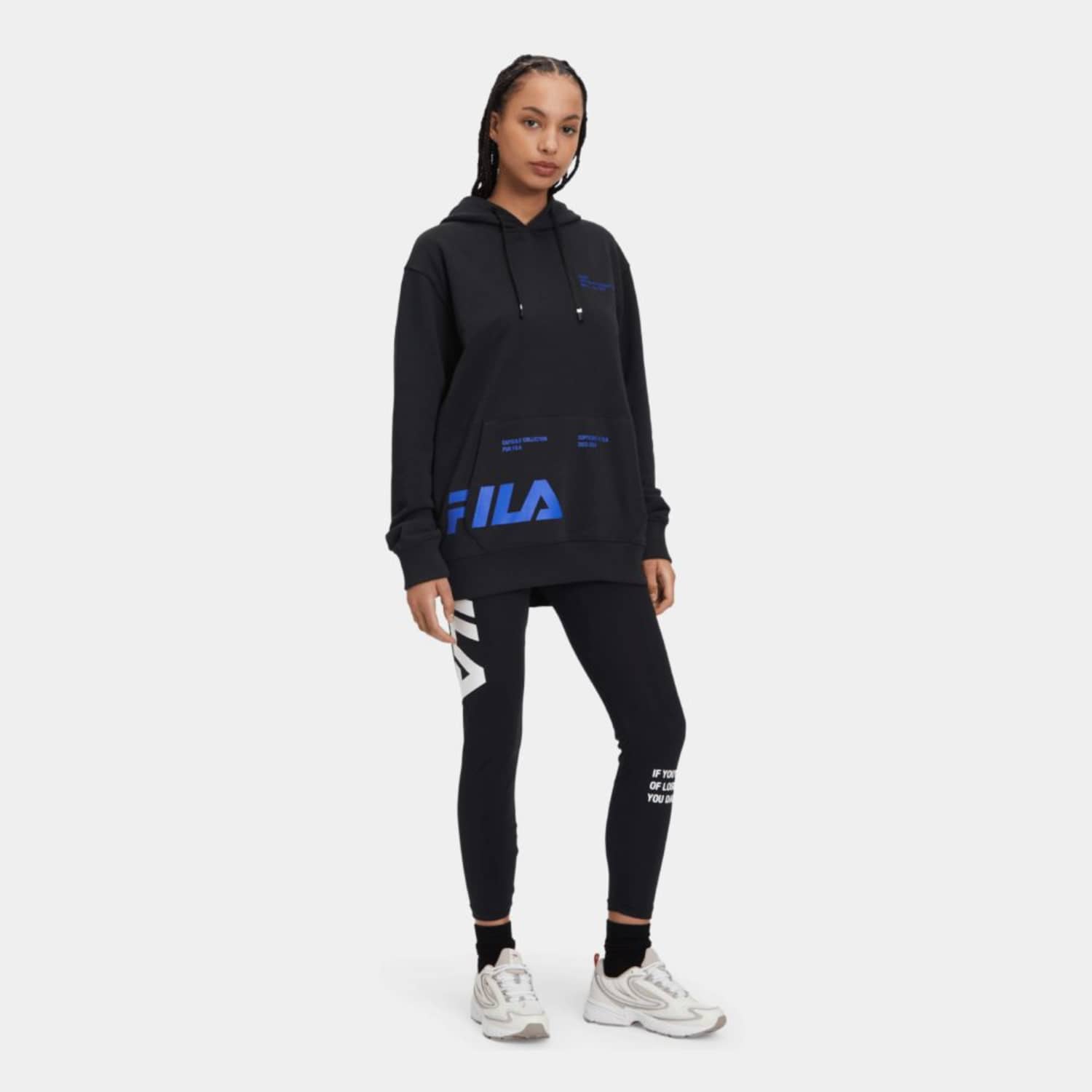 Fila Hoodie with kangaroo pocket, transfer and embroidery detail black Bild 3
