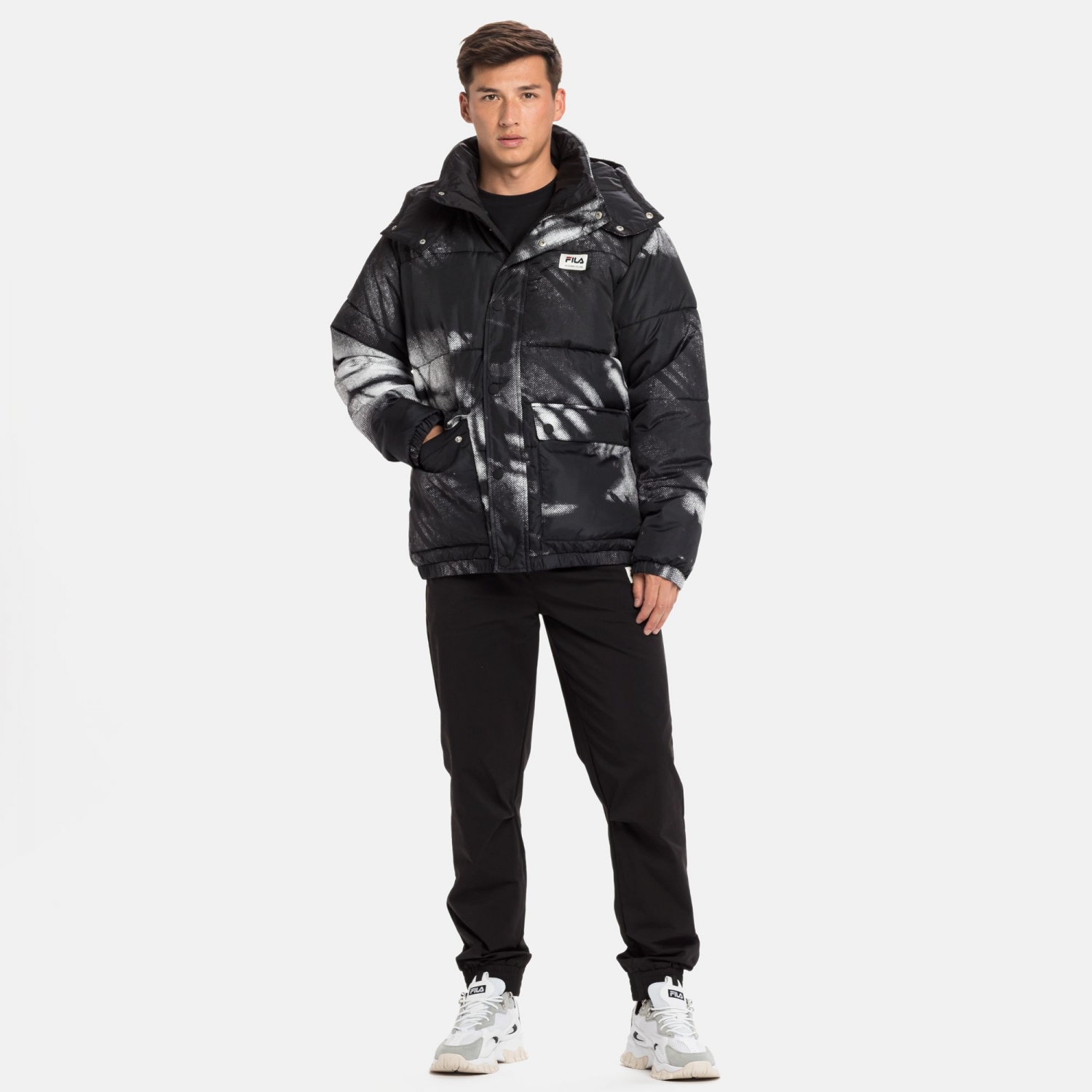 Black and shop white fila jacket