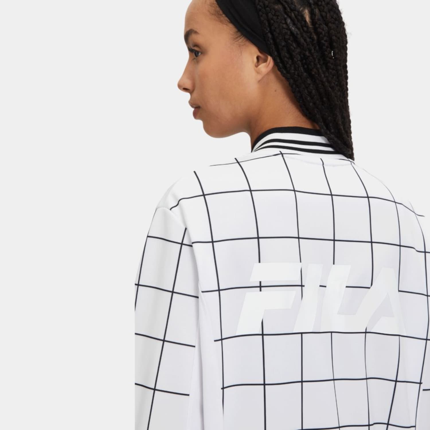 Fila Check allover print settanta jacket white/black Bild 4